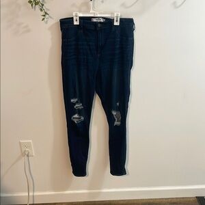Hollister Blue Skinny Jeans with Distressed Details